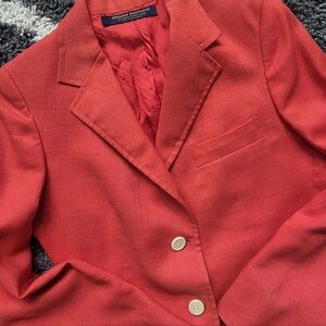 Brooks Brothers Linen Blazer Jacket Red  Lined Three Button Womens Size Small